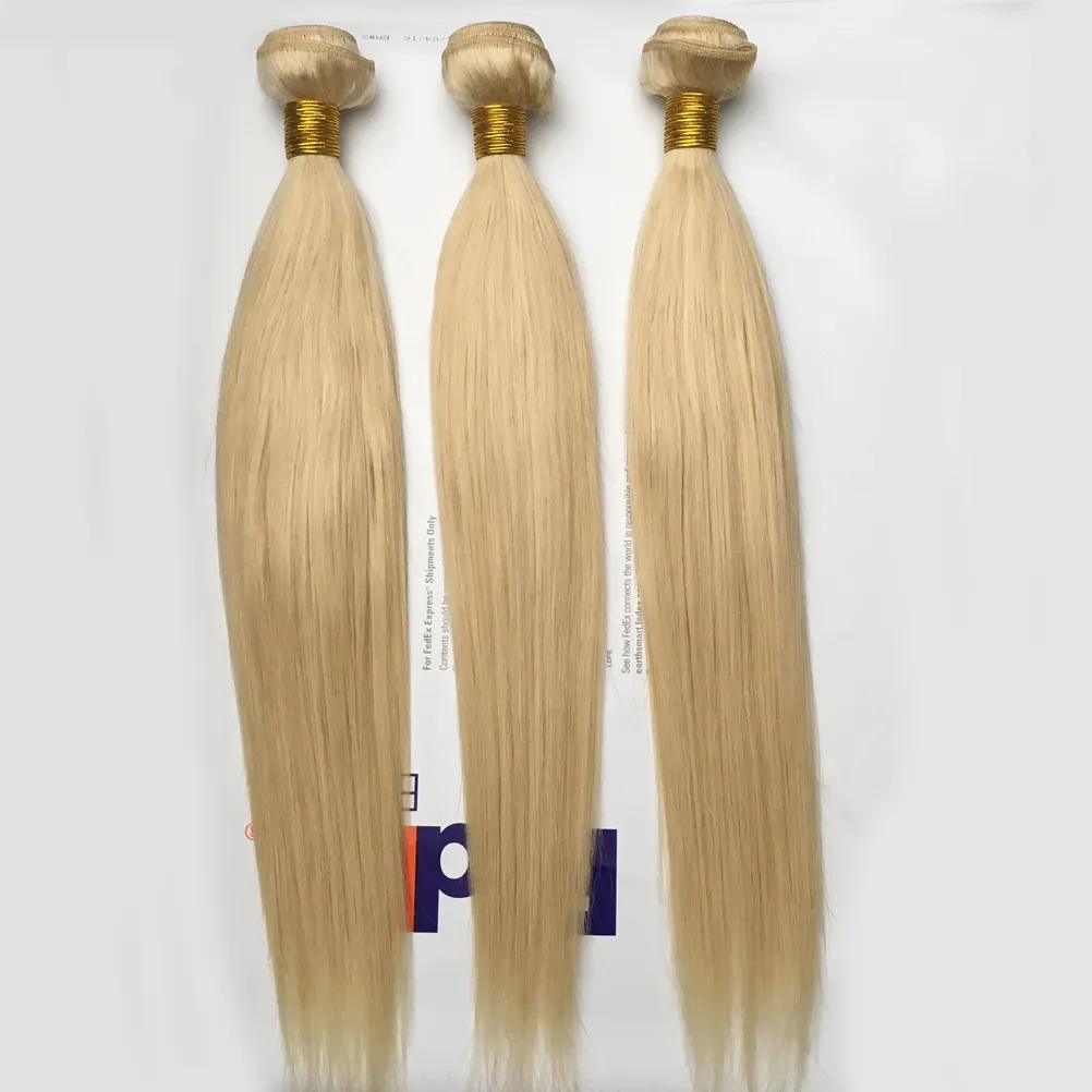 7A Blonde Color 613 Brazilian Straight Virgin Hair Bundles Deal Platium Blonde Human Hair Extensions Weave Body Wave #613 Deep Wave