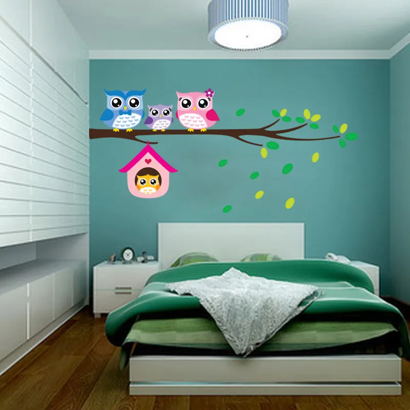 OWLS Tree Branche Autocollant mural amovible Vinyl Kids Kids Nursery Decor Mural Art4510985