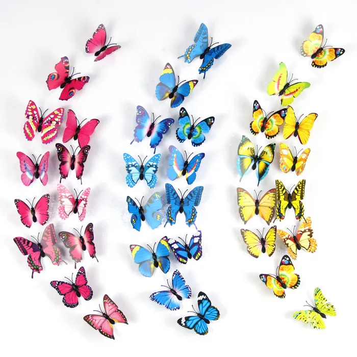 3D Papillon Stickers Muraux Art Wall nouveauté décoration DIY votre propre décoration de chambre d'enfants PVC amovible