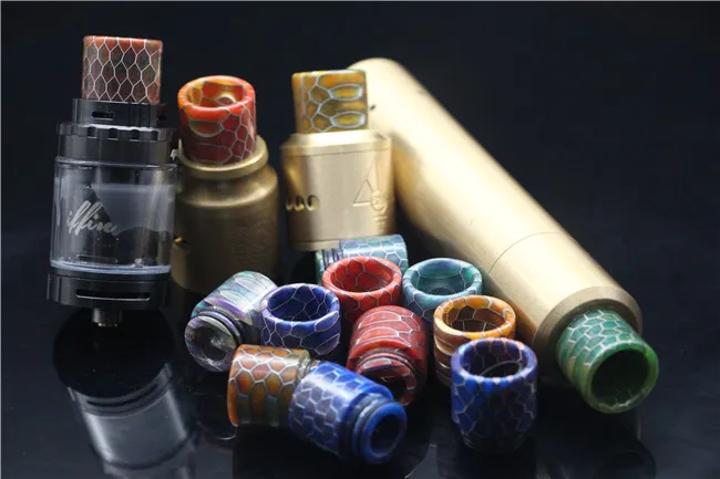 3Styles Snake Skin Pattern 510 810 Thread Epoxy Resin Drip Tips Wide Bore Mouthpiece for TFV8 Prince Kennedy 528 v1.5 TFV8