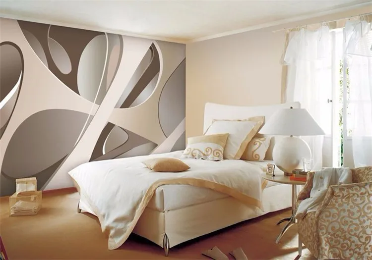 Papel de parede 3D-Tapete, europäisches minimalistisches Schlafzimmer, Wohnzimmer, TV-Hintergrund, Streifen, abstraktes Wandgemälde, Tapete328U9429378