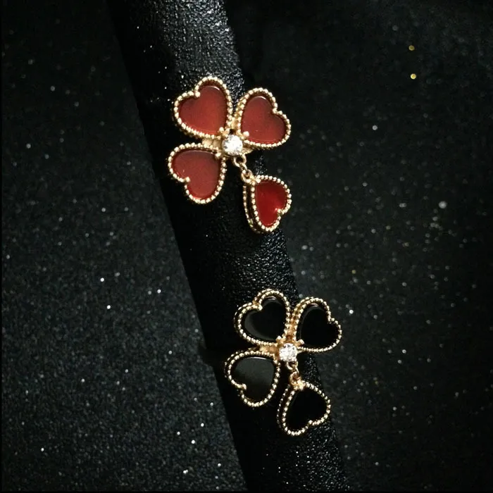 Fashion brand silver 18k rose gold 316L stainless steel women flower stud earrings ear studs jewelry