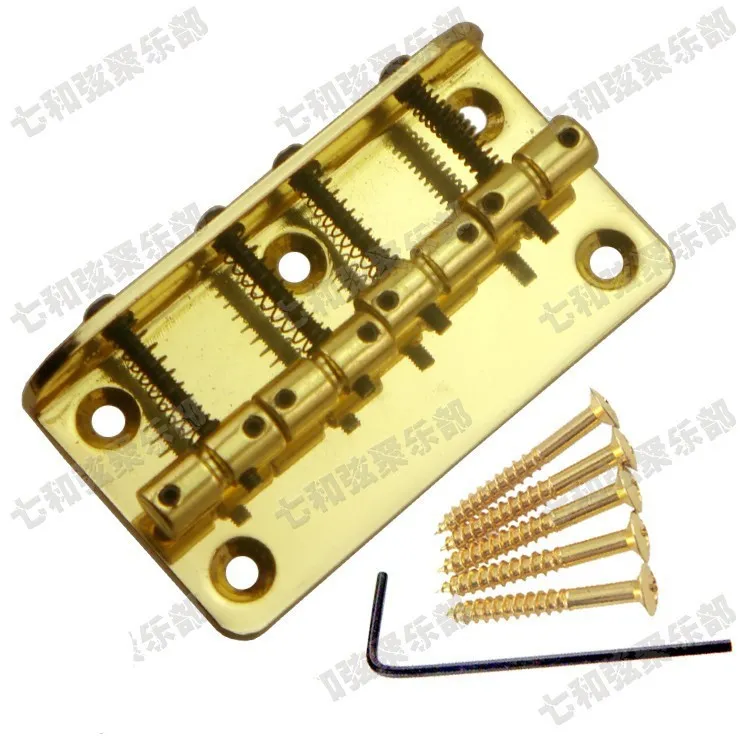 Golden Iron Bass Electric Guitar Bridge 4 Bass Strings Guitar Piezas de guitarra Instrumentos musicales Accesorios