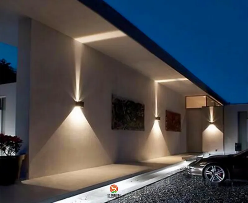 Lampada da parete esterni impermeabile Sorgente LED da 7W Illuminazione su e giù Illuminazione moderna minimalista interni ed esterni Portico Luci da giardino Luci da parete