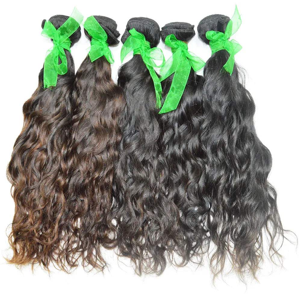 Tjocka Heathy Ends Indiska hår i förlängningar Obehandlat Cuticle Peruvian Human Hair Water Wave 3pcs / Lot Good Texture