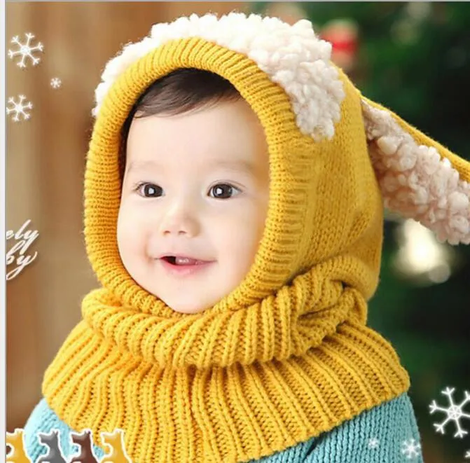 Winter Baby Hat and Scarf Joint With Crochet yarn Knitt Caps for Infant Boys Girls Children Newborn Fashion Kids Neck Warmer yarn beanie