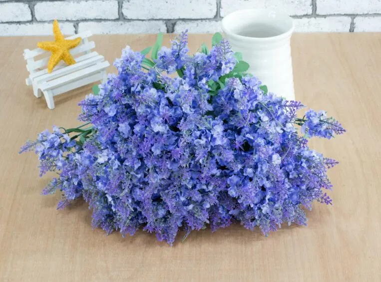 Lavender Bush Bouquet Simulation Silk Artificial flower Lilac & Purple & White Wedding / Home G1223