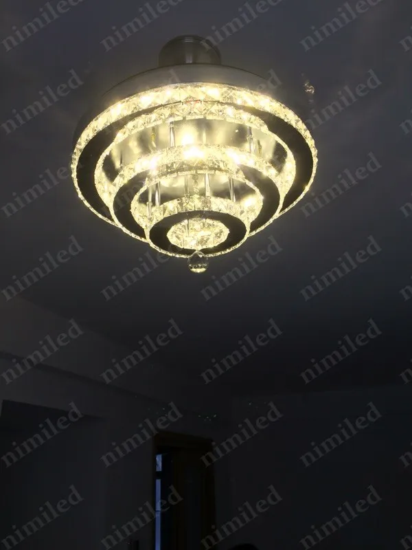 NIMI934 42 Moderna 3 ringar LED Invisible Driveble Crystal Fan Lamp vardagsrum Ljus Restaurang Chandelier Bedroom Pendan272T