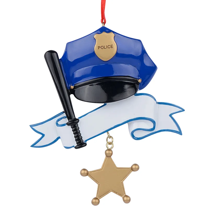 Maxora Police Gepersonaliseerde Polyresin Gloss Handschildering Kerstbezetting Boomornamenten als vakantiegeschenken dankzij speciale persoon