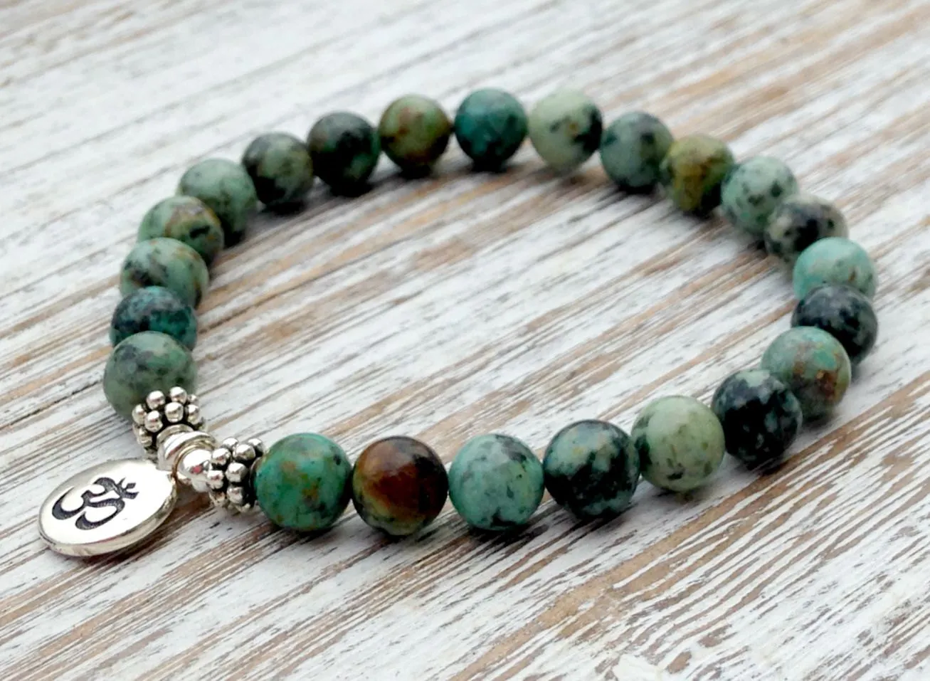 SN1035 Genuine African Turquoise Wrist Mala Beads Chakra Bracelet Yoga Bracelet Buddhist Prayer Healing Depression Anxiety Crystal169c