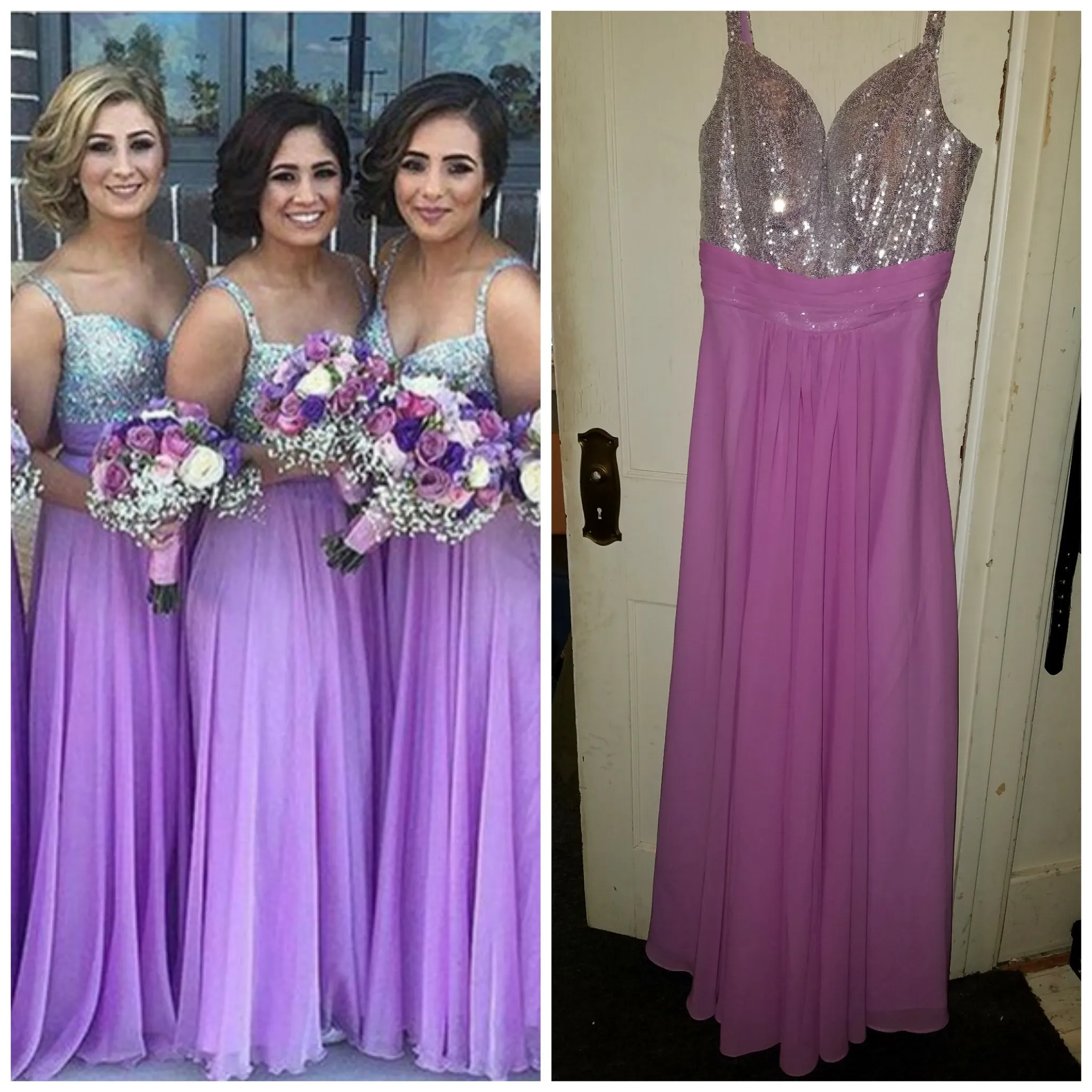 Under $100 Purple Bridesmaid Dresses For Wedding Party Dress Spaghetti Strap V Neck Beaded Sequin Bridal's Bridesmaid Long Chiffon Dress