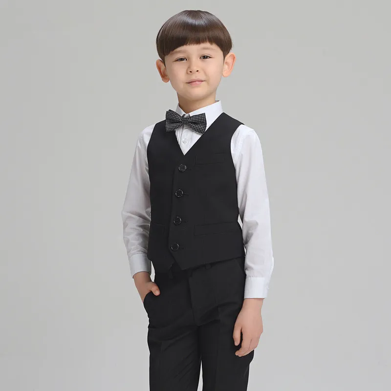 Traje De Chaleco De Cuatro Piezas Para Niño Edición Han, Vestido Negro De  Flores De Alto Grado Para Niños, Traje A Rayas, Chaleco Formal, Camisa De  Vestir Plateada De 23,24 €