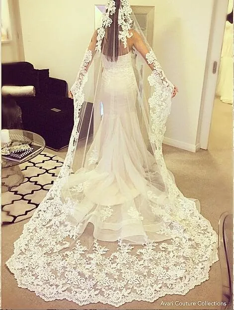 Lace 3M Long Luxurious Beautiful Bridal Veils Vintage Wedding Veils ...