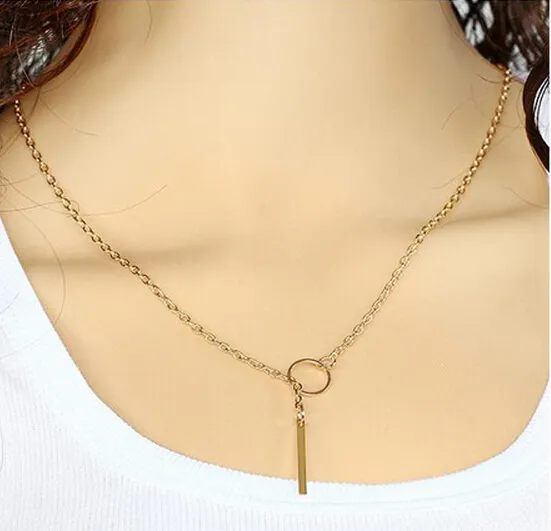 Groothandel-verkoop ster sieraden Nieuwe hete unieke charmante goud tone bar cirkel lariat ketting womens ketting sieraden cadeau goedkoop drop gratis