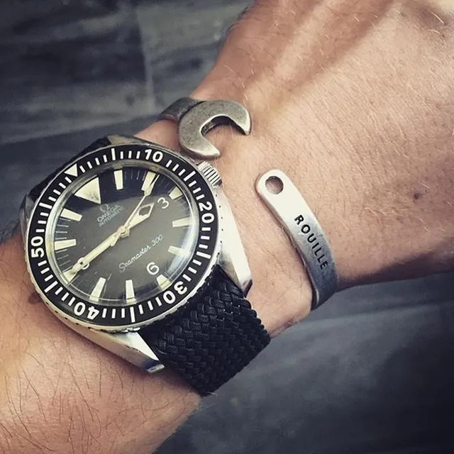 Punk Retro Titan Stahl Männer Armreifen Mechanischer Schraubenschlüssel Öffnen Einstellbare Armbänder Schmuck für männliche personalisierte Geschenk