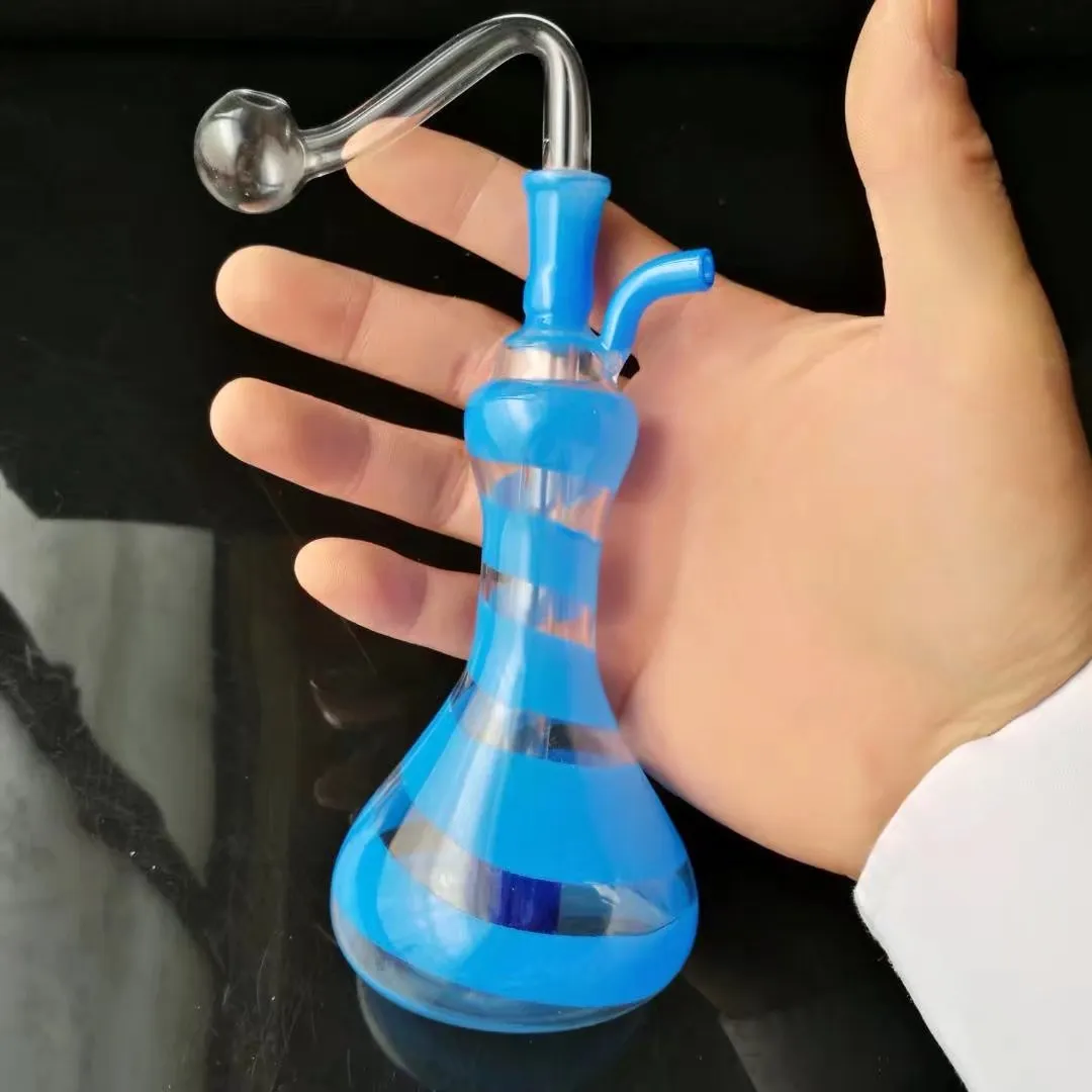 Bollitore vaso a strisce colorate, bong in vetro all'ingrosso, narghilè in vetro, accessori tubi di fumo