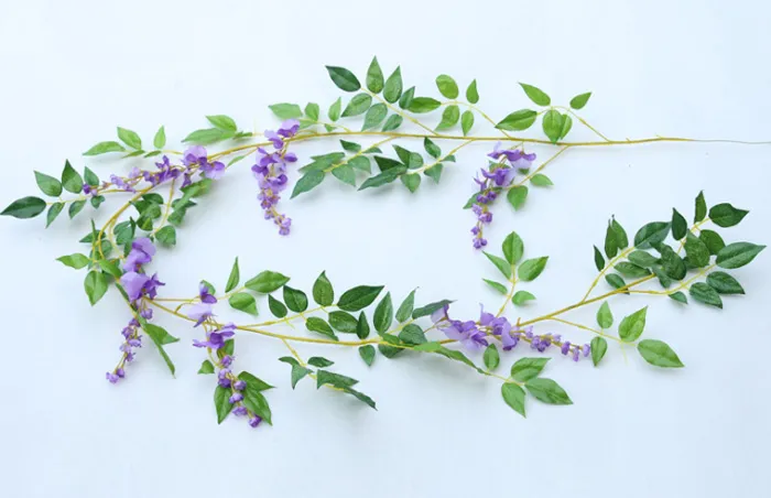 200cm/78.7 " Silk Flowers Artificial Purple Flower Wisteria Vine Rattan Wisteria Garland For Wedding Home Garden Decoration Festival Day