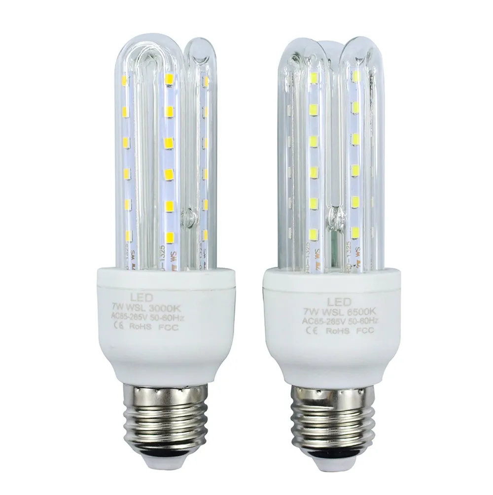 جديد SMD 2835 u شكل lampada LED مصباح E27 85-265V 7W الأضواء e14 bombillas led bulb e27 بقعة lamparas الصمام ضوء عيد الميلاد