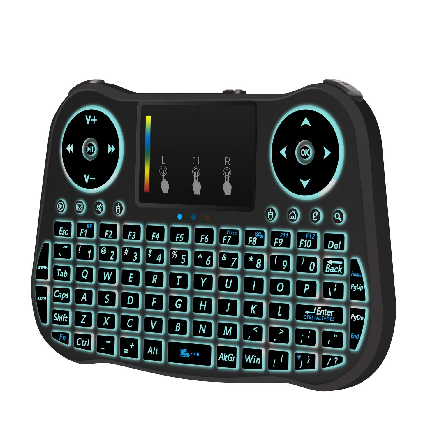 20 pièces MINI MT08 2.4 GHz clavier sans fil 7 couleurs rétro-éclairé anglais télécommande pavé tactile pour Android TV Box tablette PC Smart TV PK i8