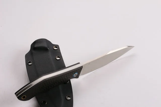 Anpassade knivar - Fast bladkniv D2 Satin Finish Blade Carbon Fiber Handle Knives Utomhus Jaktknivar med Kydex