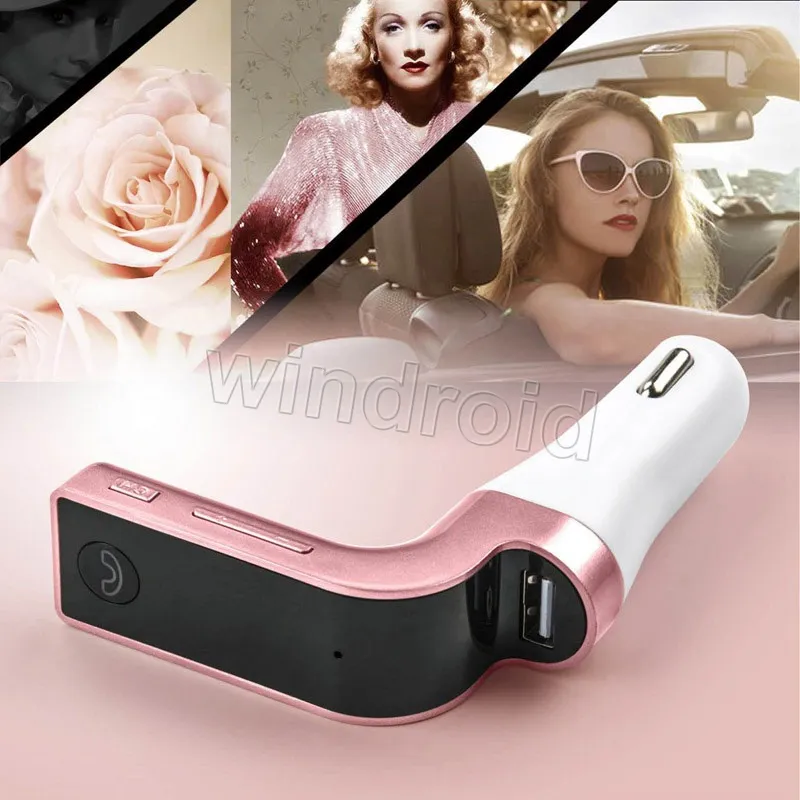 G7 Auto Car Bluetooth FM Transmitter With TF/USB flash drives MP3 WMA Music Player SD and USB Charger Features colors 