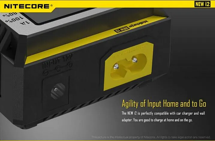 2016 New Version 100 % 기존 Nitecore I2 배터리 충전기 Nitecore 배터리 충전기 EU / US for 16340 10440 14500 18650 26650