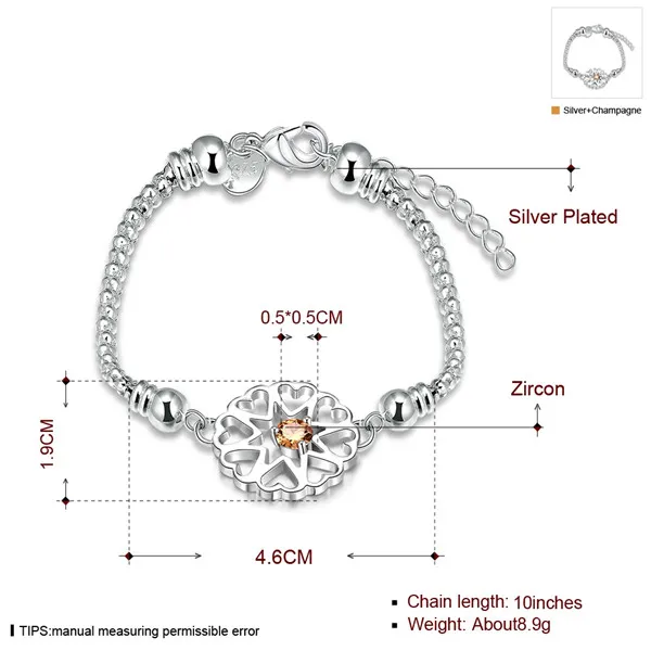 Regalo di vendita calda in argento 925 Bracciale a cuore cavo gruppo DFMCH384, nuovissimo bracciale in argento sterling placcato con pietre preziose a maglie di alta qualità