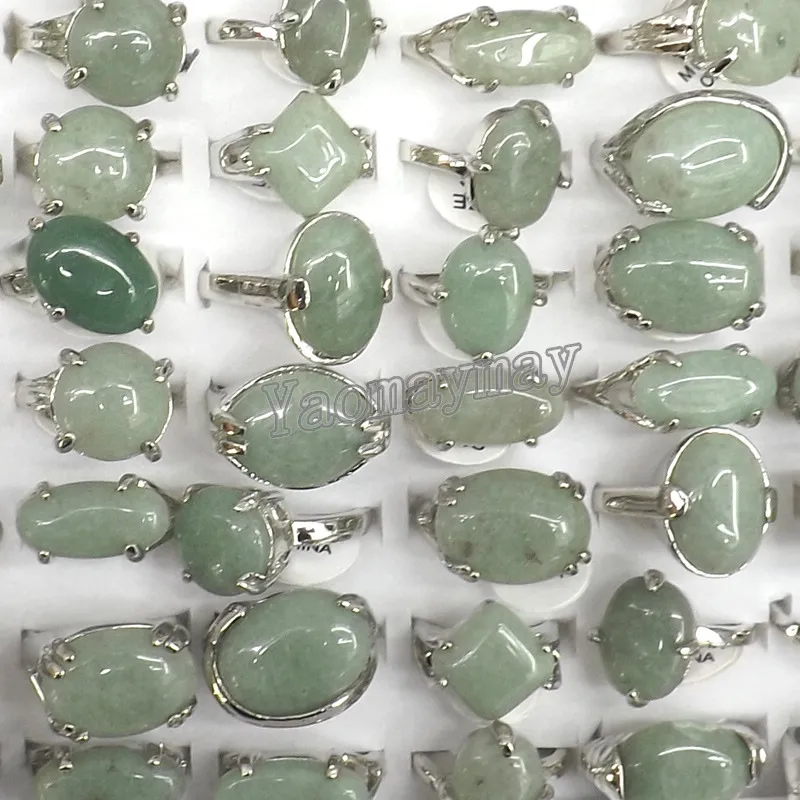 Whole 50PCS Natural Green Jade Rings Fashion Jewelry Men's Rings 235b