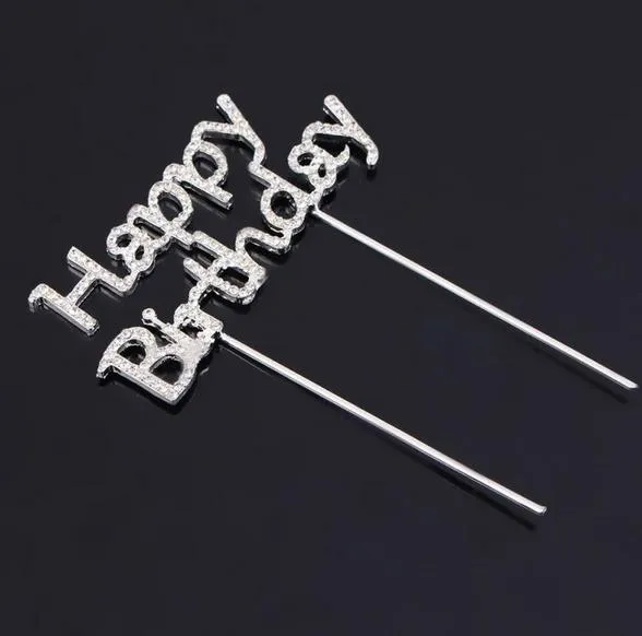 Brillant Strass Joyeux Anniversaire Gâteau Topper plug Lettres Cristal Pick Stick Gâteau Décoration pour Fête D'anniversaire Gâteau Accessoire cadeau festif