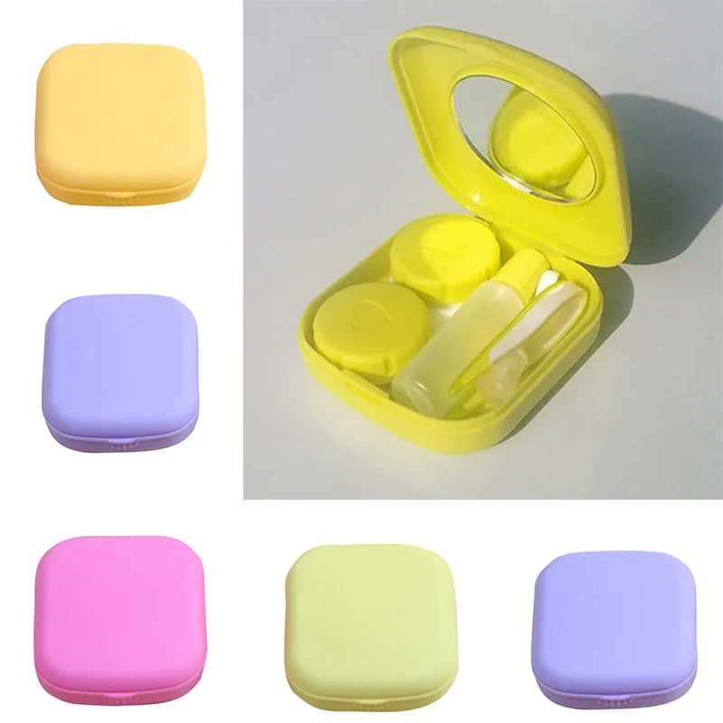Pocket Mini Contact Lens Case Travel Kit Easy Carry Mirror Container Holder