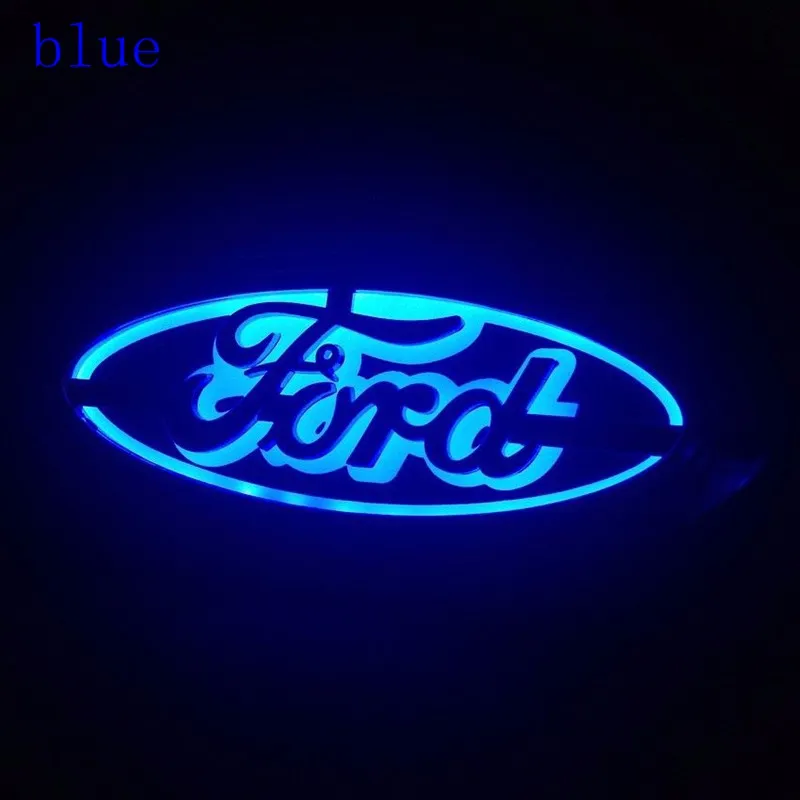 Lampe de logo de voiture à LED 5D 14,5 cm * 5,6 cm pour badge de voiture Focus Mondeo Kuga Lampe à LED Lumières laser automatiques Autocollant d'emblème arrière 3D Lumière d'ombre fantôme9700440