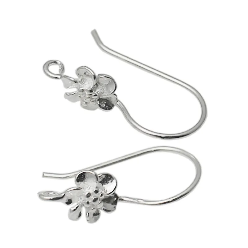 Beadsnice Flower Earwires Fransk krok Örhängen Resultat Open Loop Earring Wires i 925 Sterling Silver ID 34940