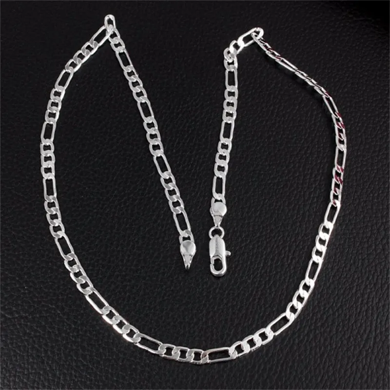 YHAMNI Marca Uomo Donna Collana in argento sterling 925 Gioielli di moda 16-24 pollici Lunga 4 mm Larghezza Collana a catena intera N102217o