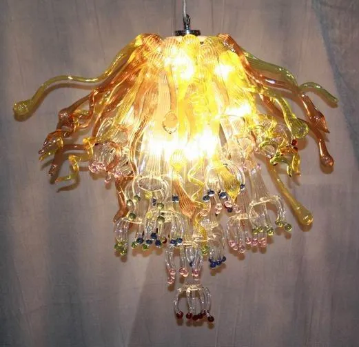 Lampade Pendenti decorativi la casa/matrimonio Illuminazione Lampade a sospensione colorate Lampadine a LED a forma di fiore Lampadari in vetro di Murano soffiato a mano