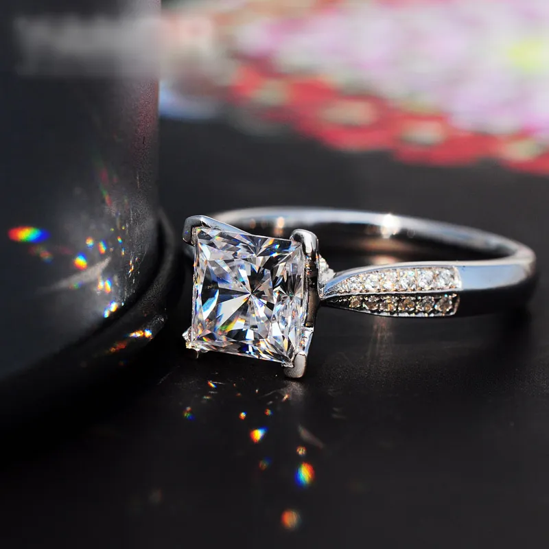 Vecalon 2016 Anello di fidanzamento di fidanzamento dei monili di modo 2016 le donne 2CT CZ Diamond Ring Ring 925 Sterling Sterling Band Band Band Anello