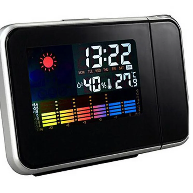 Digital LED Display Projector Battery Powered Time Alarm Clock Weather ...