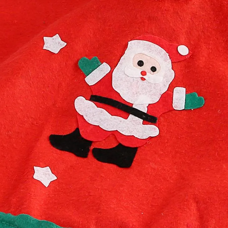 サンタクロースツリースカートクリスマスツリー飾りスカートビンテージ不織布漫画エプロン35.4 ''お祝いパーティーの装飾品を供給赤