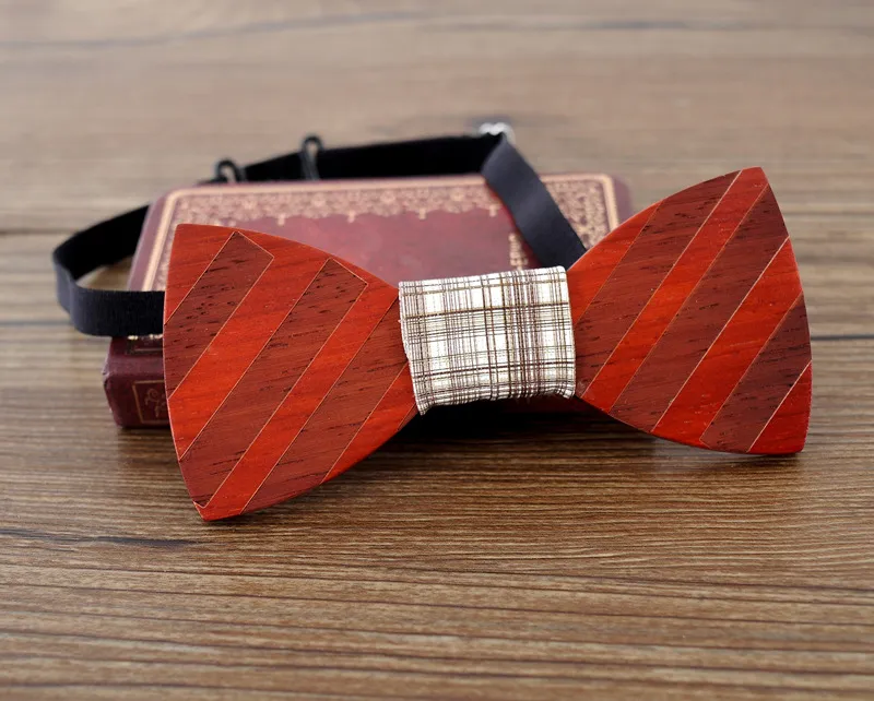 Handgjorda Wood Bow Slipsar Vintage Traditionell Bowknot 6 stilar för gentleman Elegant Trä Bowtie Men Mode tillbehör