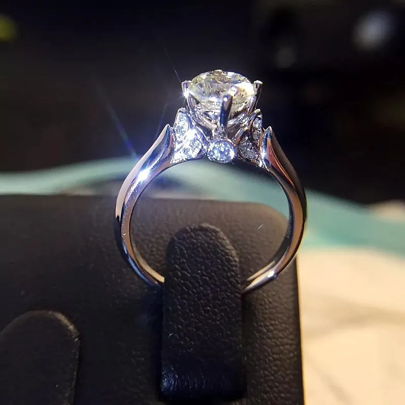 Vecalon 2016 Мода Новое Обручальное кольцо для Женщин 1CT Симулированное Diamond CZ 925 Стерлинговое Серебро Женское Обручальное кольцо