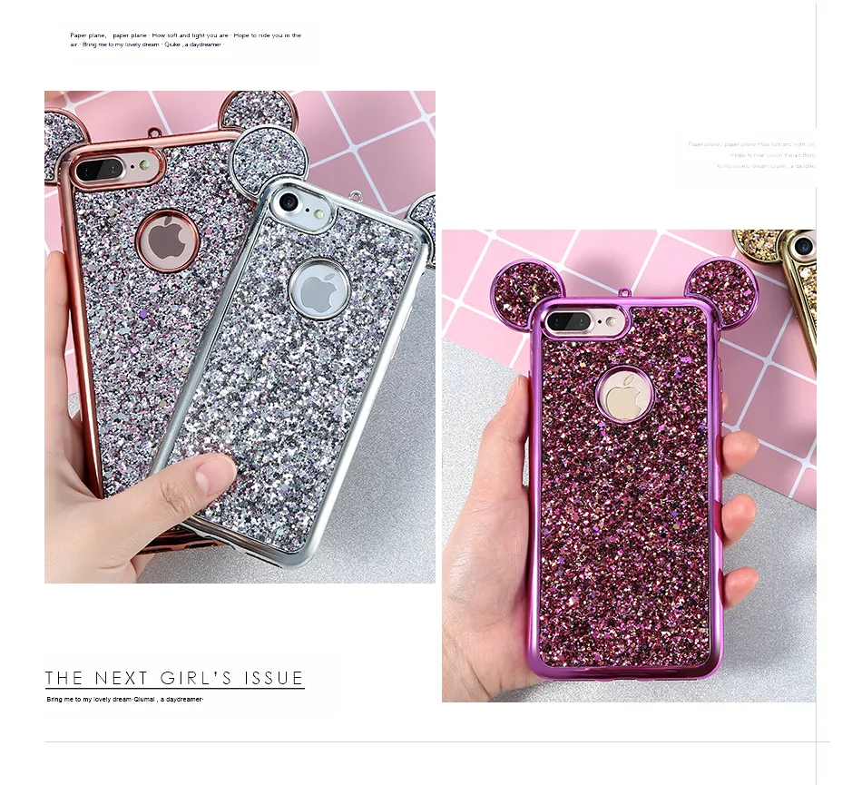 BLING SILICONE CASE för iPhone 6 6s 7 7 Plus Cover 3D Cartoon Pattern Ultra Thin Case för iPhone7 iPhone 5 5S SE