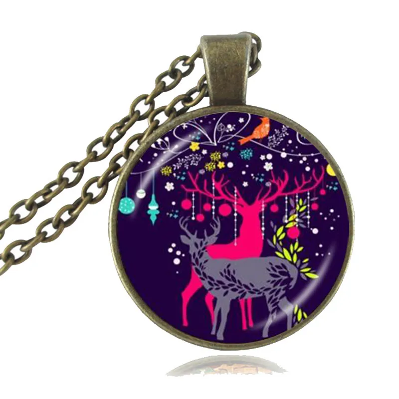 Рождество оленей ожерелье олень очарование животных кулон рождественские украшения новогодние подарки для нее или его