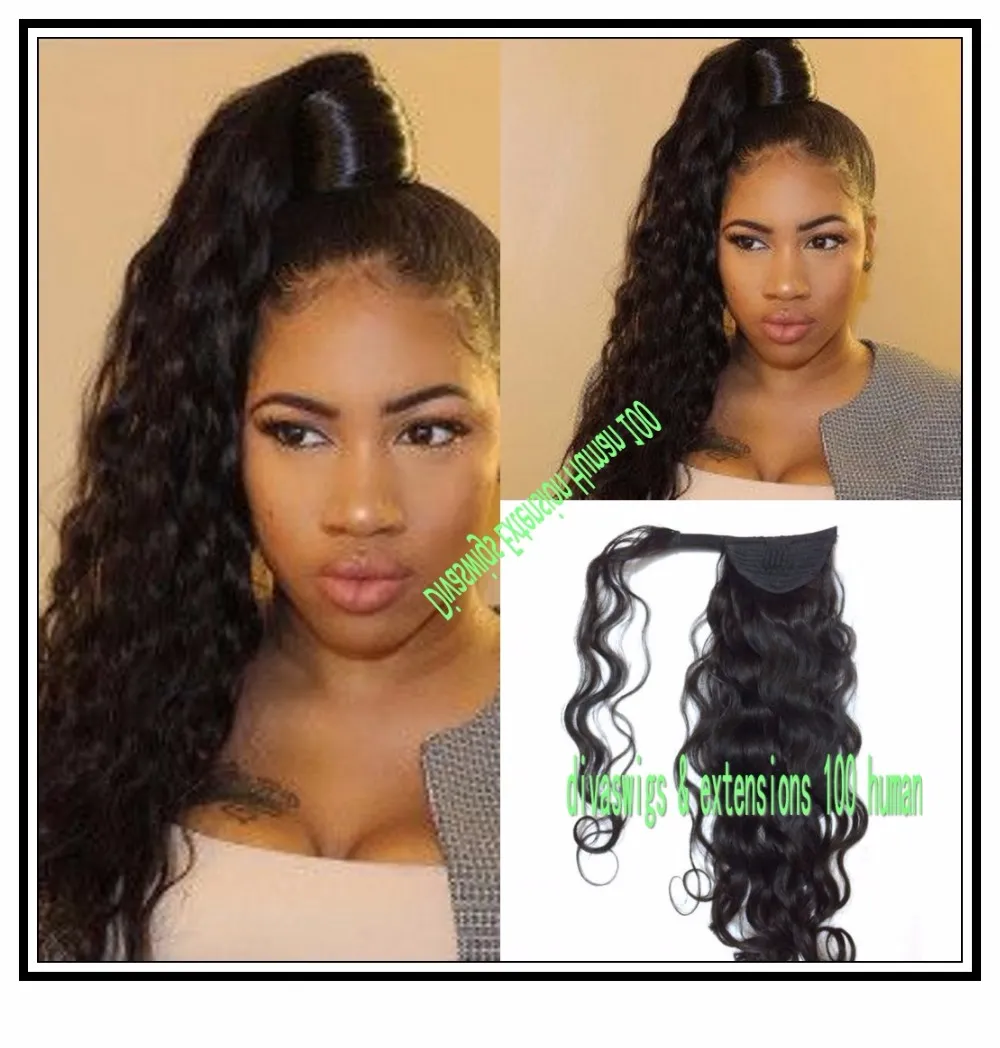 24 Inch Wrap Around Clip In Ponytail - Remy Human Hair Extension - Wavy