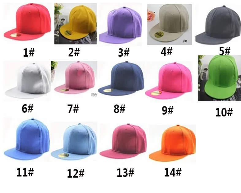 14 Stil Yeni Boş Düz Beyzbol Snapback Şapka Unisex Erkekler Kadınlar Hip-Hop Ayarlanabilir bboy Basketbol Topu Şapka Kap Güneş Koruma Şapka ZJ-H17
