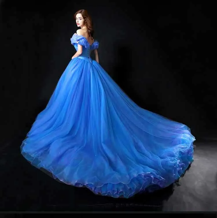 Aschenputtel-Kleid, Halloween-Kostüm, Prinzessinnenkleid, Aschenputtel für Erwachsene, Damen, Deluxe-blaues Ballkleid, Prinzessinnenkleid, Partykleid für besondere Anlässe