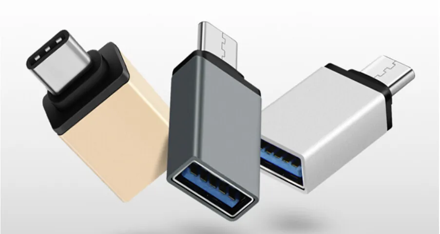 Metalen USB 3.1 Type C OTG-adapter Mannelijk naar USB 3.0 Een vrouwelijke convertoradapter OTG-functie voor MacBook Google Chromebook Gratis verzending