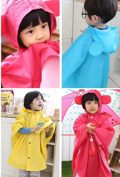 まったく新しいスタイルのスミリーチャイルドレインコート大きな耳のeallowerose Red and Blue Cape Raincoat1254288