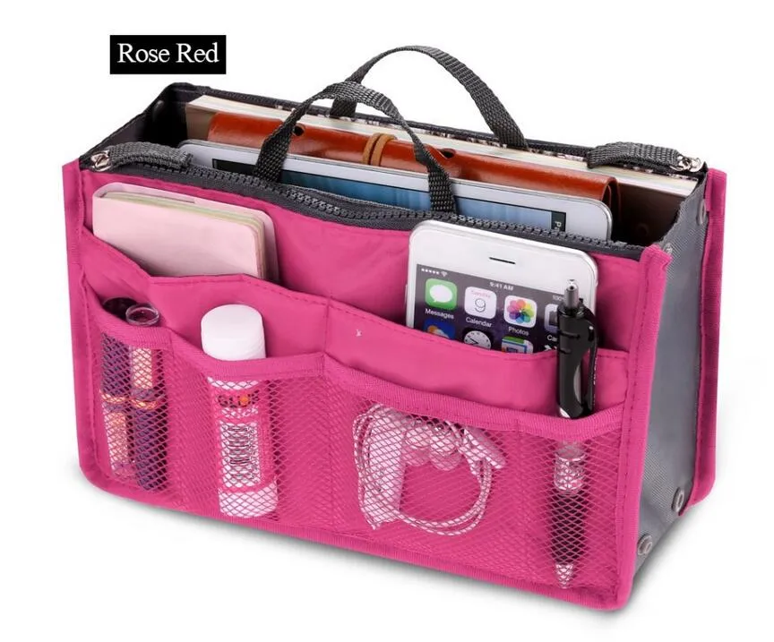Clear Compact Portable Women Makeup Organizer Bag Tjejer Kosmetiska Väska Toalettsaker Resor Kit Förvaring Handväska Spår