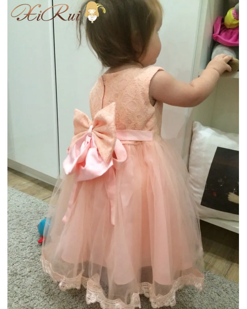 Noworodek Dziewczynek Urodziny Suknie Pierwszy Chrzest Chrzciny Wedding Party Dresses Koronki Różowa Bulna Suknia Cute Baby Dress