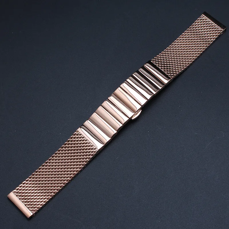 Kolor różanego złota ze stali nierdzewnej pasmo zegarkowe metalowa bransoletka dla mężczyzn dla mężczyzn zegarki 18 mm 20 mm 22 mm 24 mm Piękne Accessi2839