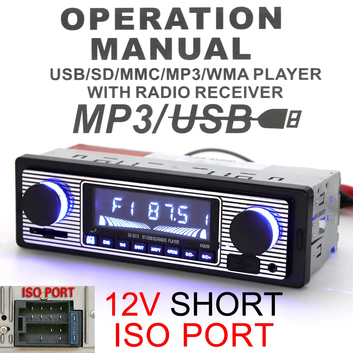 12V Bluetooth Autoradio MP3 Player Fahrzeug Stereo Audio